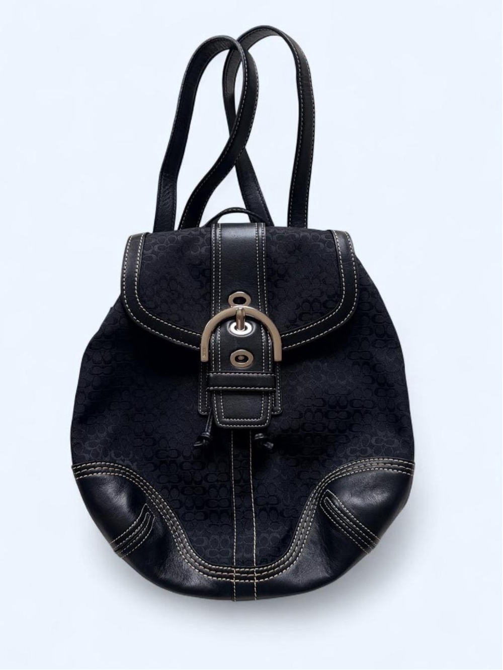 Vintage Coach Black Mini C Signature Canvas Leather Soho Buckle Backpack 9764